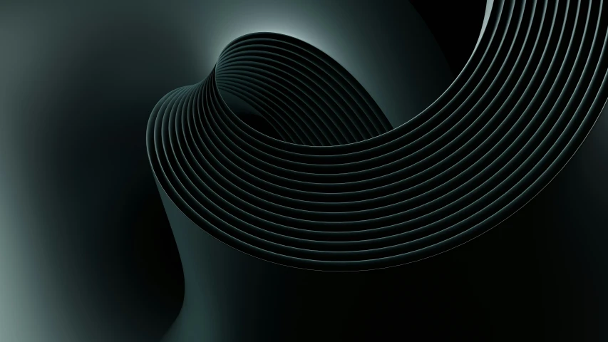 an art work, with a black background and curved black curves