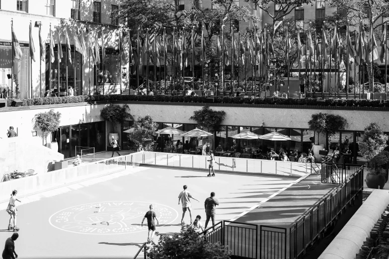 the courtyard and court of a large apartment building