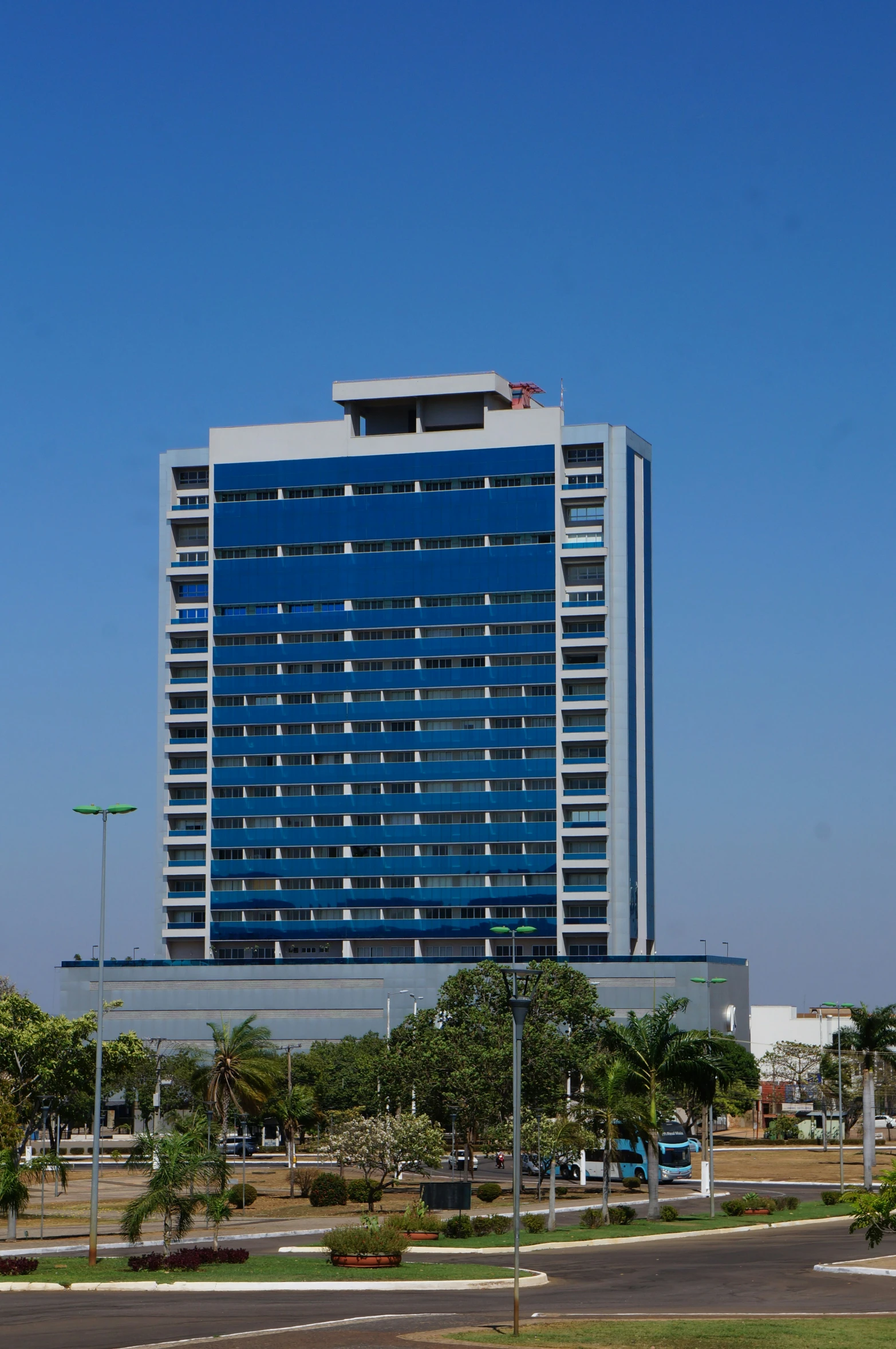 a large building with many windows on top of it