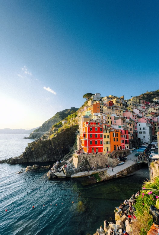 a town nestled on the side of a cliff