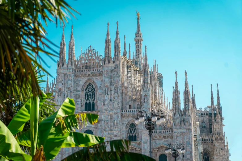 the top of the cathedral is made of many tall structures