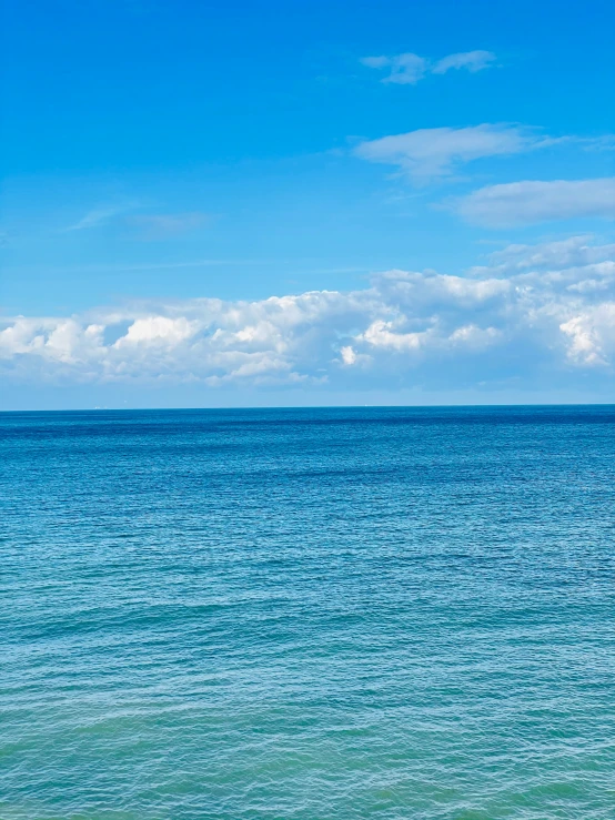 blue ocean waves and white clouds in the background