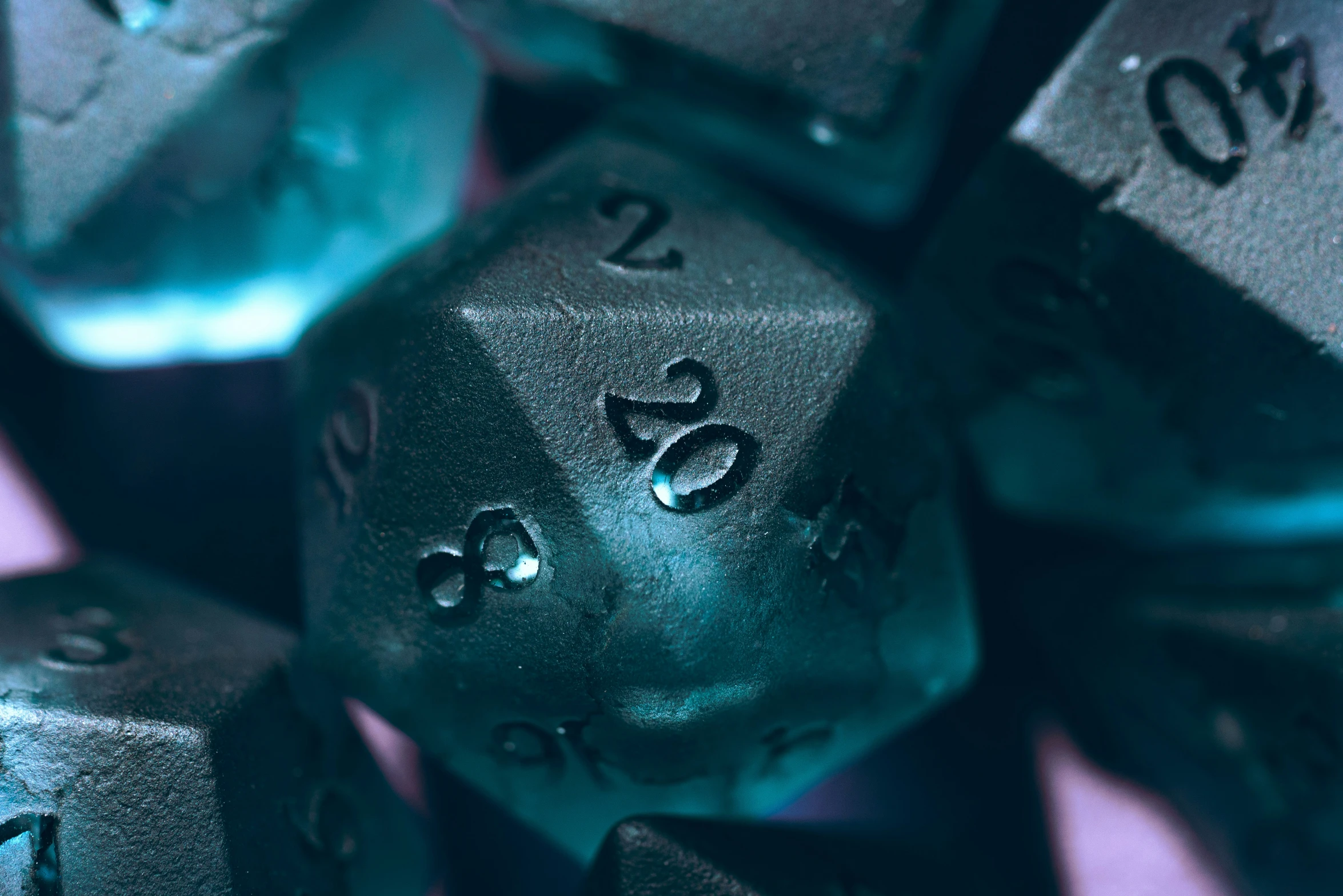 shiny dices sitting on top of each other