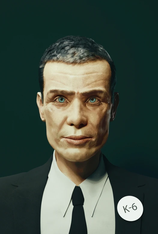 a face doll of a man wearing a black suit