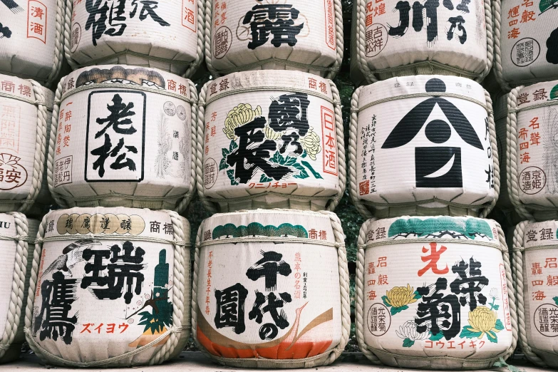 many cans filled with asian writing in different language