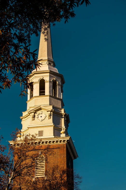 the tall clock tower is covered with weather glass