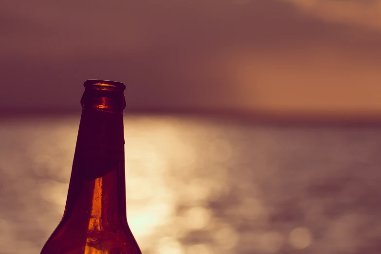 a close up of a beer bottle on the table