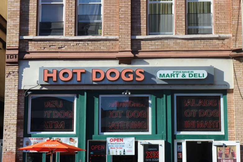 a large restaurant with a sign on the door