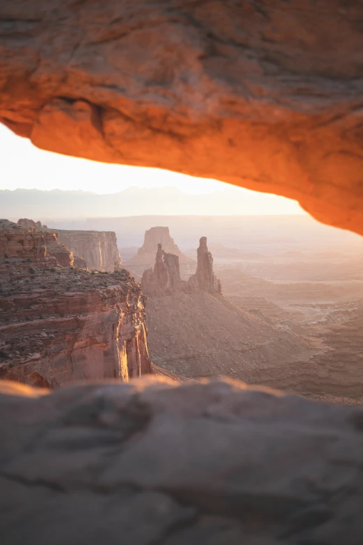 view through a  on a mountain from within