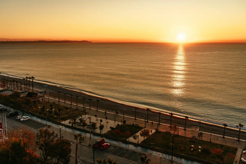 a view from a high up overlooking the water