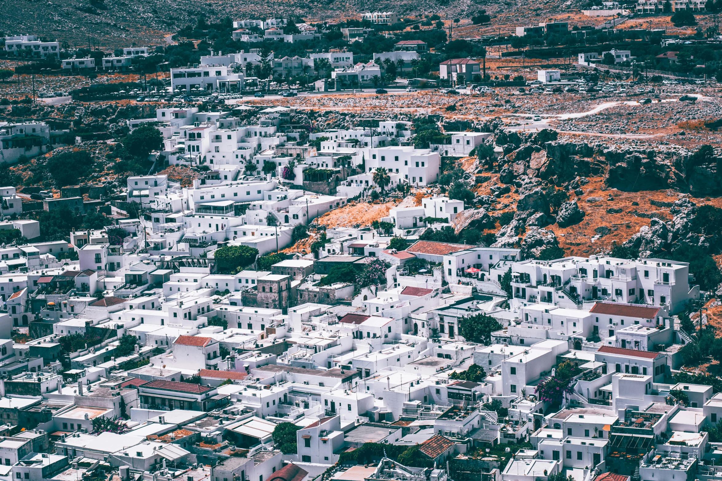 a landscape s of the whitewashed city of fir village