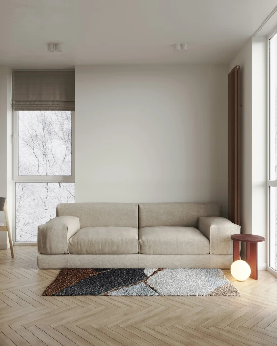 an open living room with two windows, white walls, and wooden floors