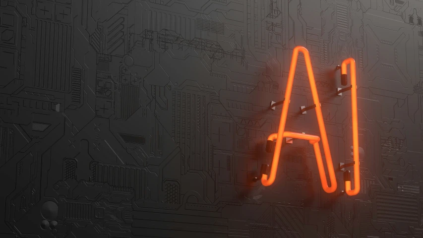 neon sign in the shape of a a on a dark background