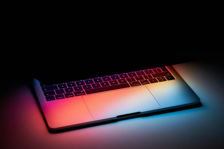 a laptop keyboard has been shown glowing brightly