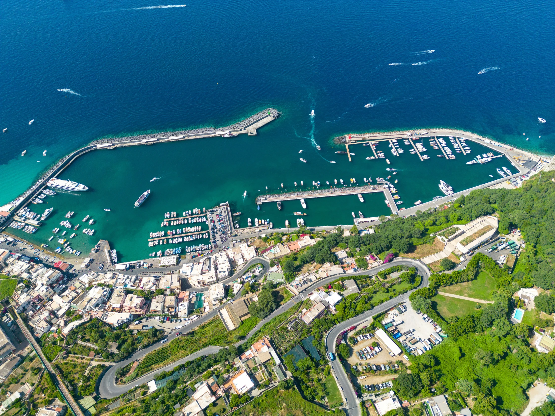 the harbor and the city from above