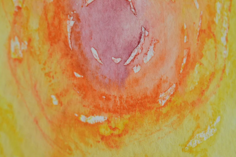 an abstract painting of orange and red, in pastel water