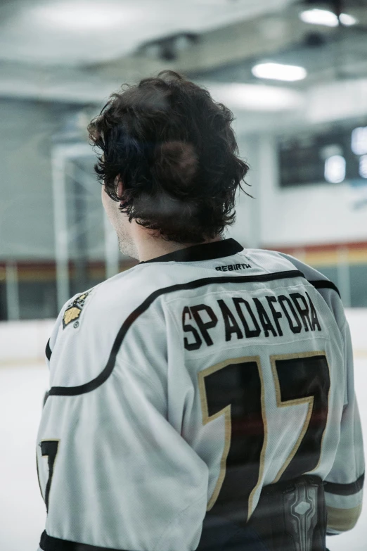 the back of a person standing on a ice rink