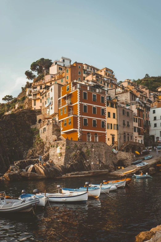 the city is situated on an island with several boats