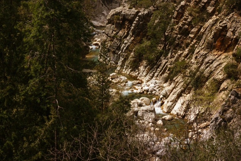 this is a canyon with some rocks and water