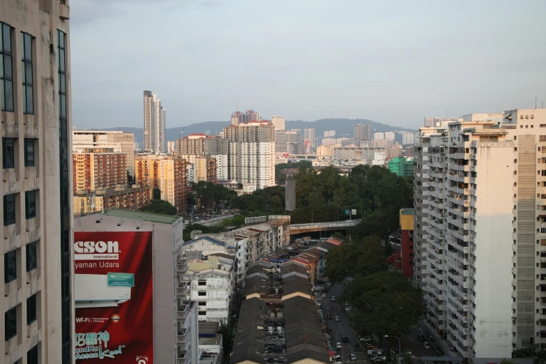 the city view from a highrise of many buildings