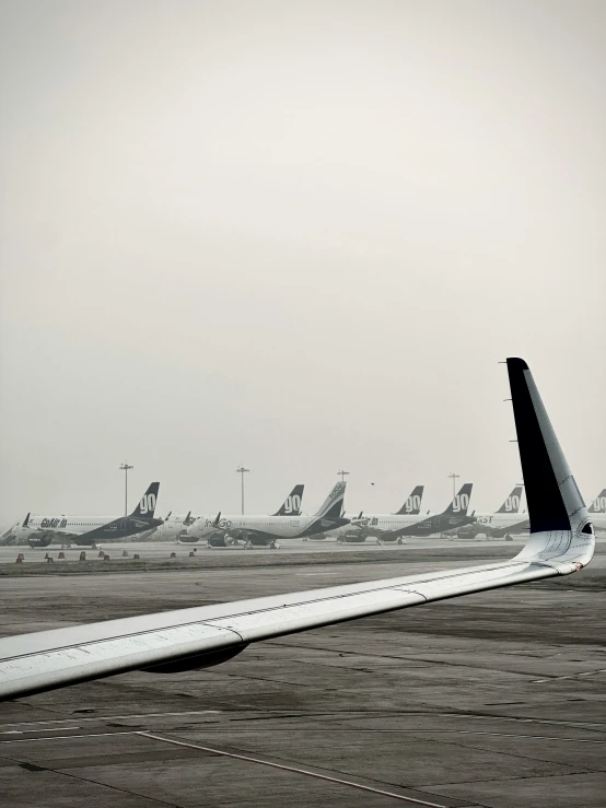 this is an airplane at an airport runway