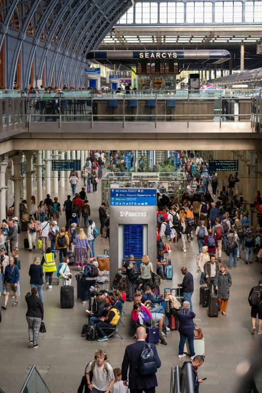 a view of a terminal of a busy airport