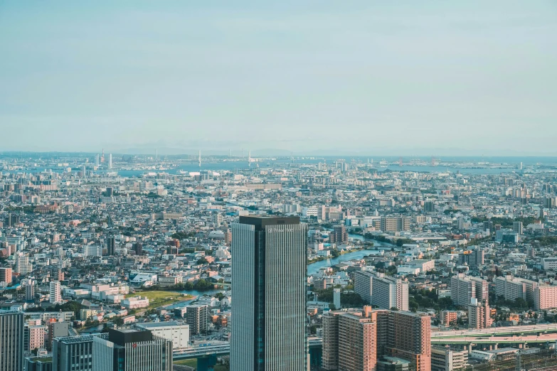 a picture taken from a high up in the sky of a city