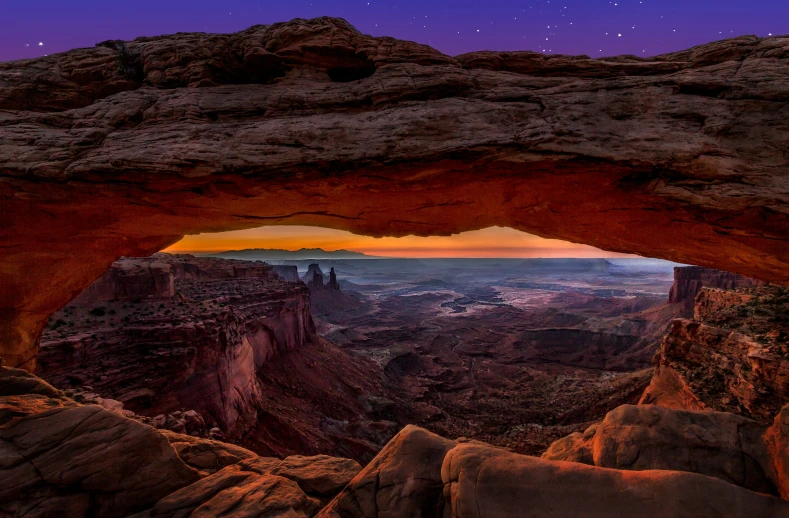 night at the canyon, with stars in sky