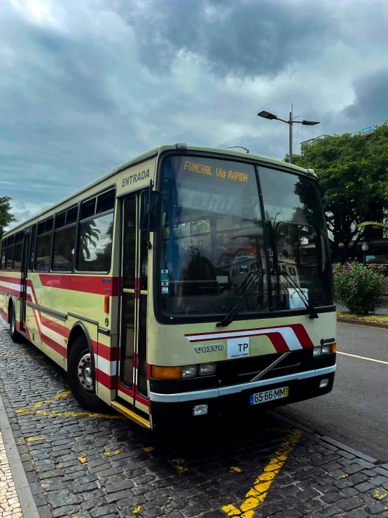 a big bus that is sitting on the side of the road