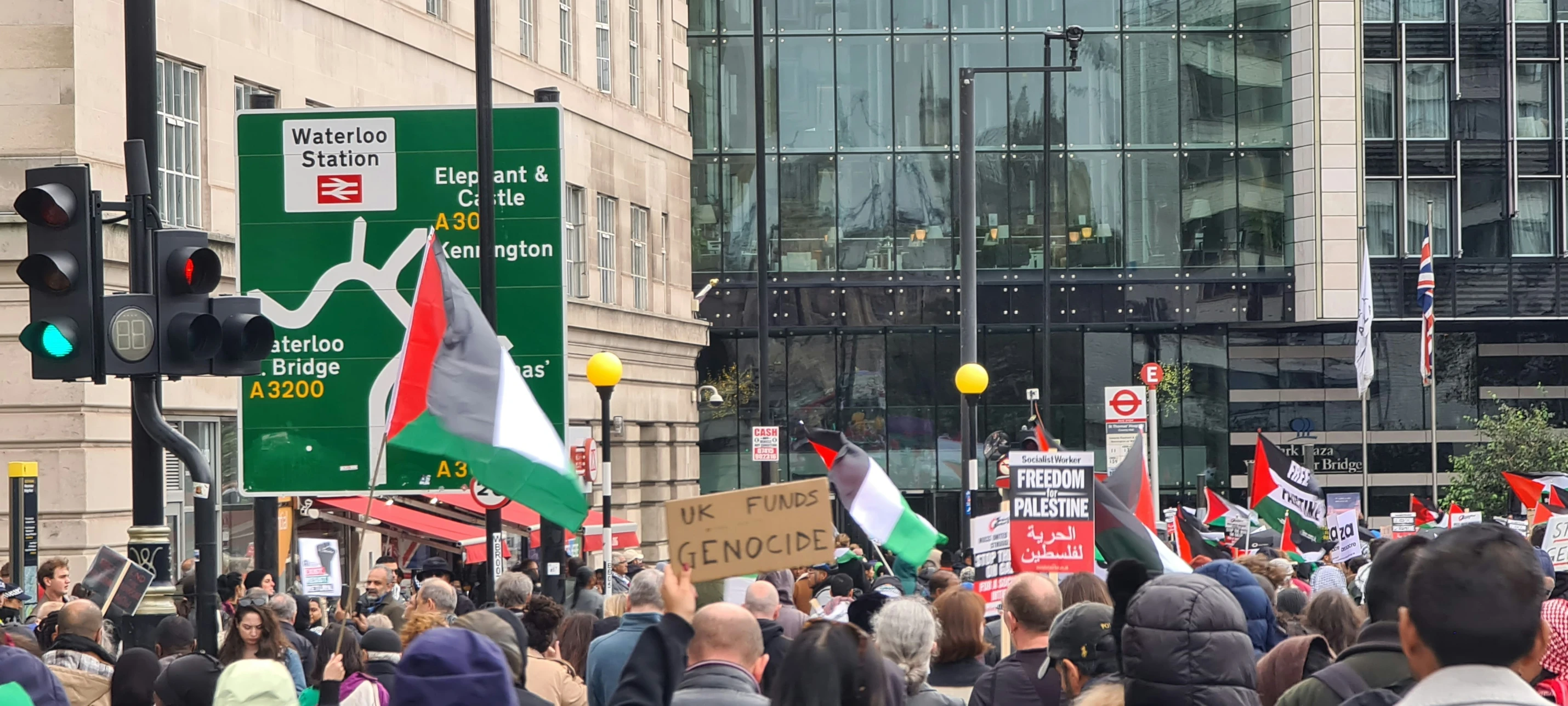 the people are protesting on the street during the event