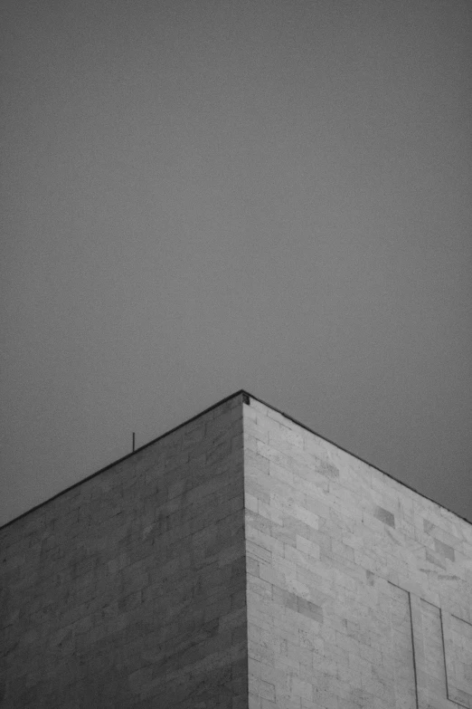 the top of an unusual looking building in black and white