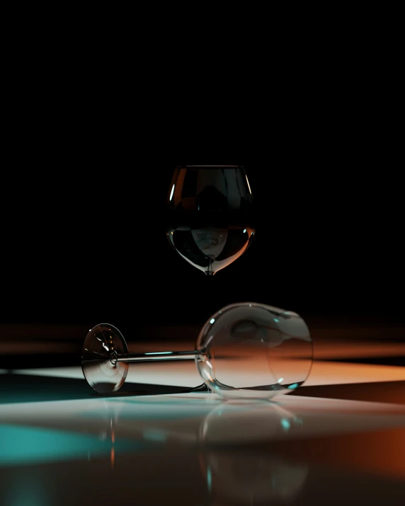 a glass of wine sits on a surface