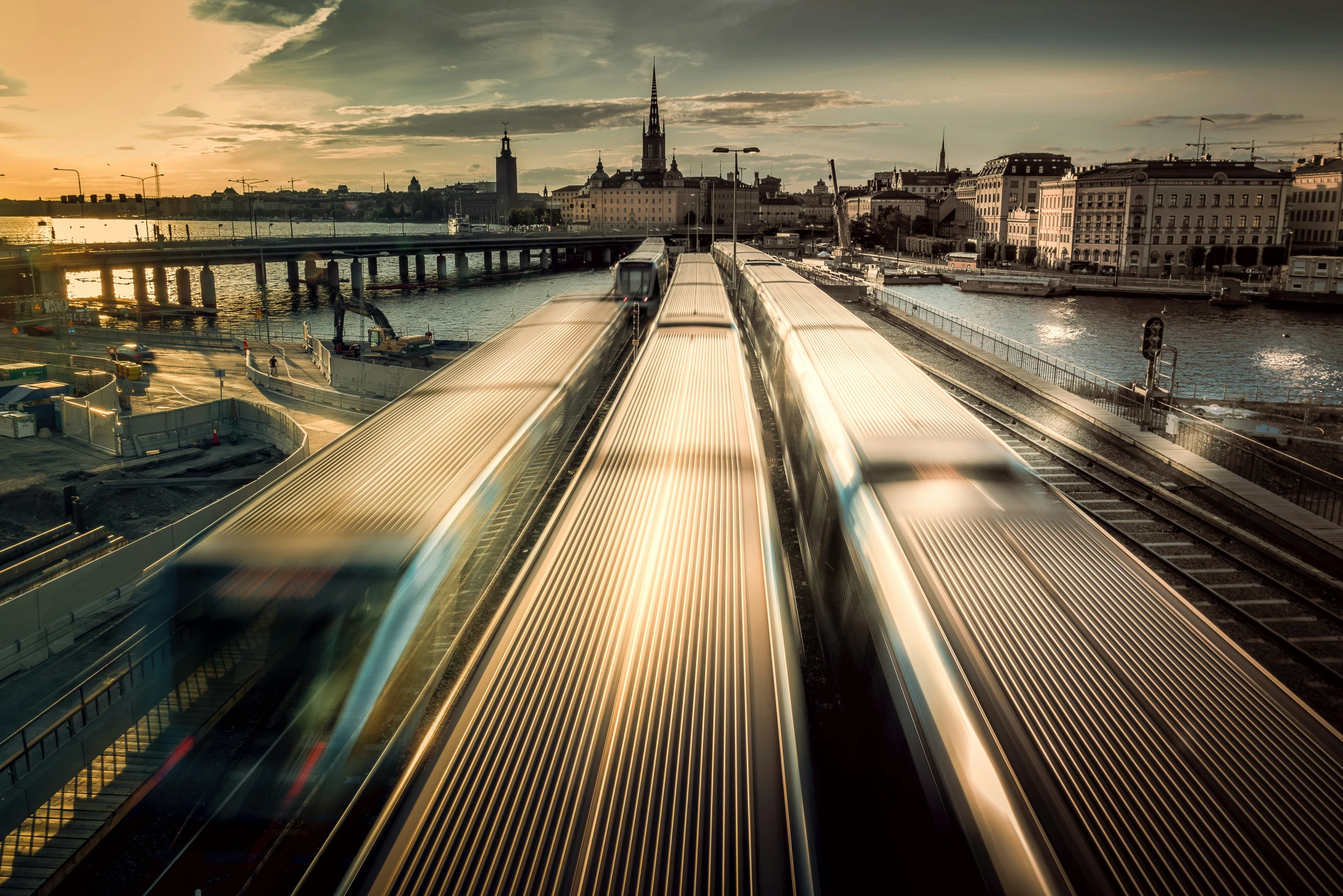 a view over some train tracks from above