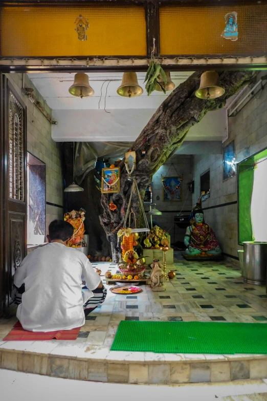 a chef is preparing food inside of a building