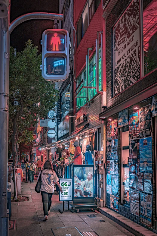 street scene of a street with red and green light