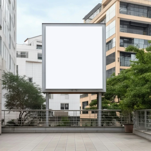 a city street and an empty billboard outside