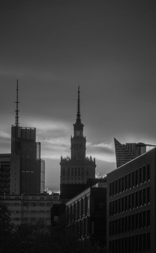 the skyline of a city with very tall buildings and skyscrs