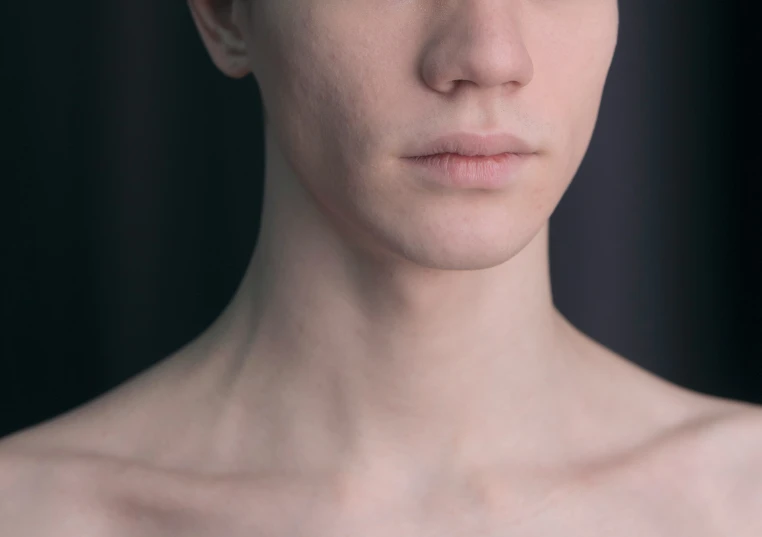 a close up s of a young woman with a very short head