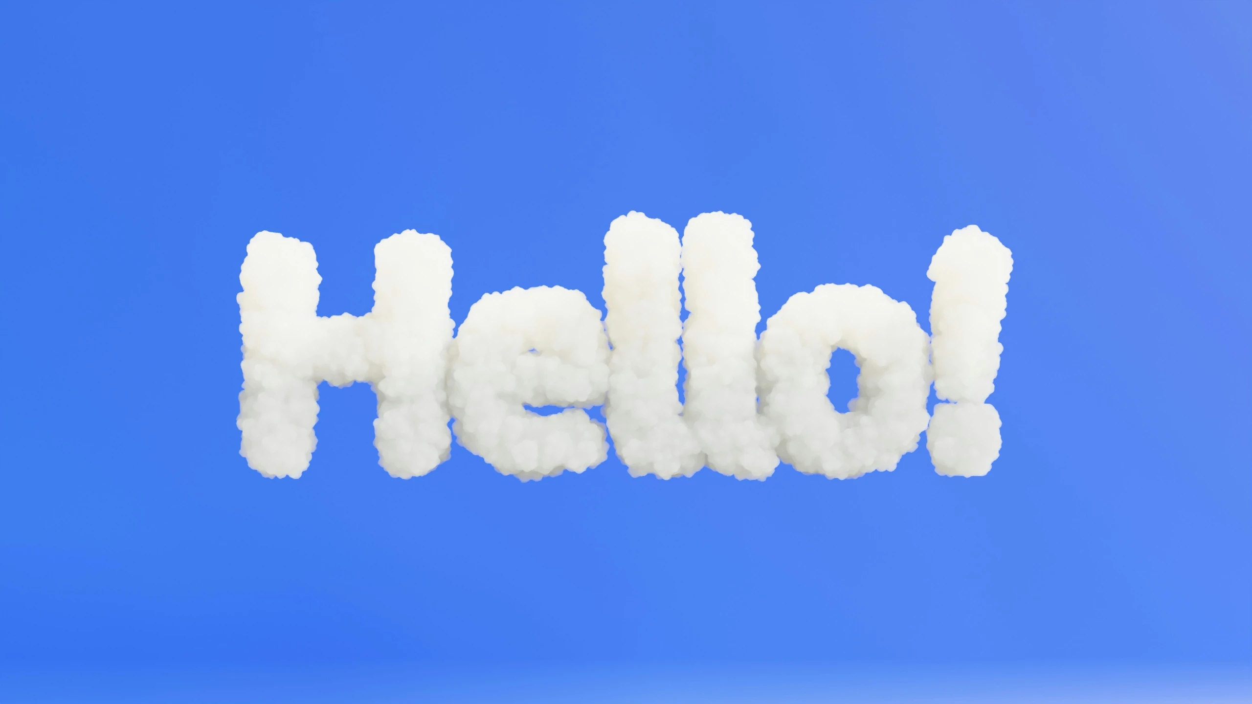 white cloud shaped word spelling hello in blue sky