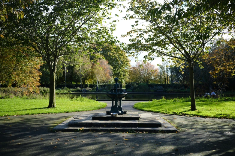 the park in the early afternoon is empty