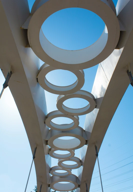 some people walking along a tall bridge over water