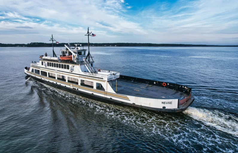 the boat travels very fast through the open water