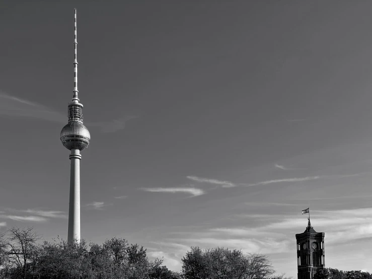 black and white pograph of a tall tv tower