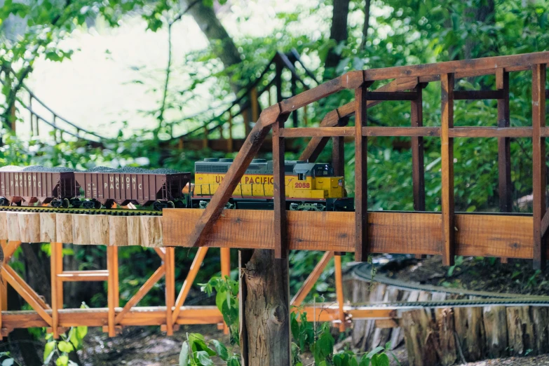 a small train on a miniature train track