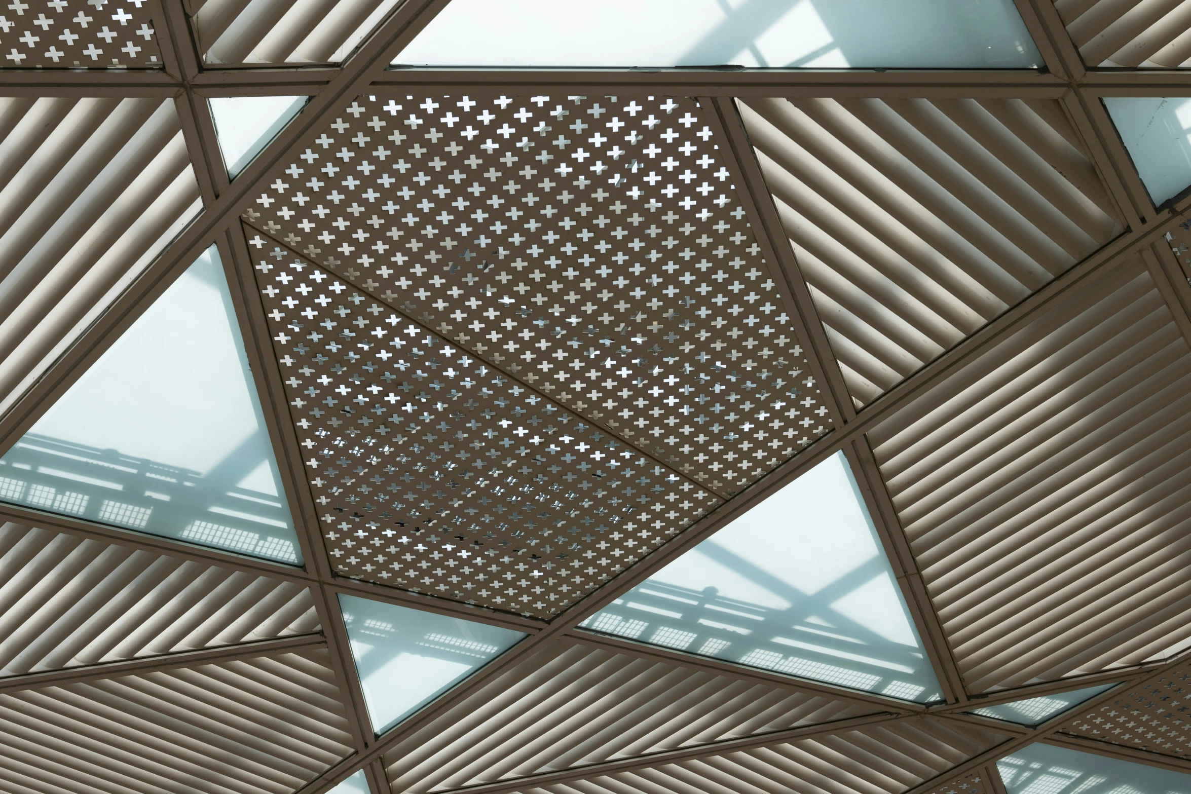 the texture of a metal ceiling in an airport