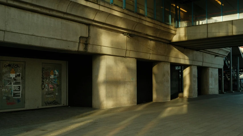 the interior of a building is empty of people