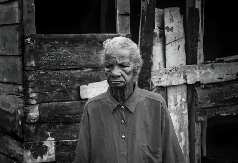 an old man is standing in front of his house