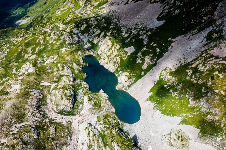 this is a bird's - eye view of the ground and mountains