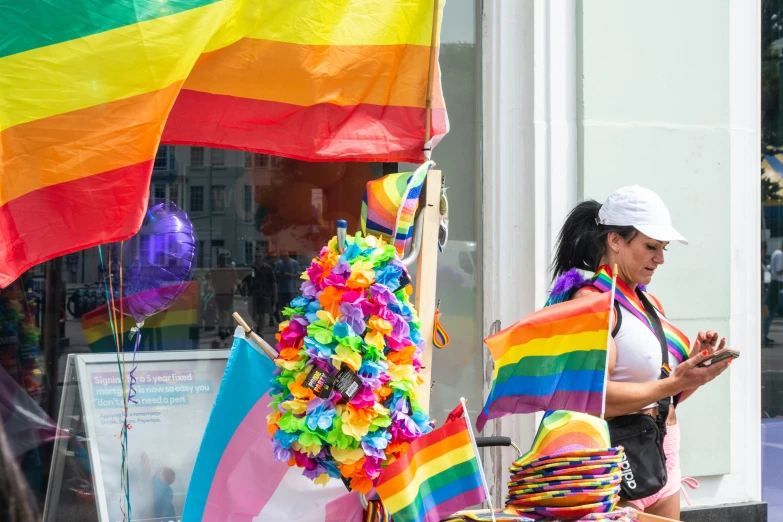 the person is holding a colorful umbrella