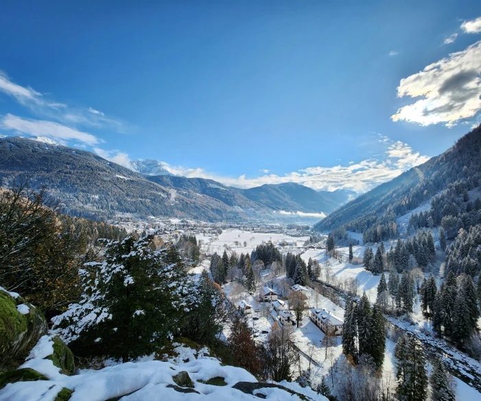 the mountains look to be covered in snow